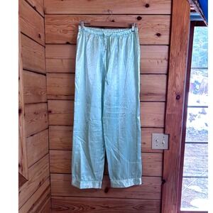 Carroll Reed Mint Green Satin Pajama Pants Drawstring Sleep Bottoms Small